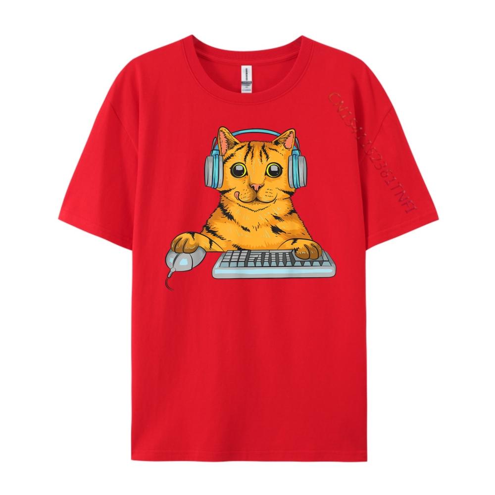 

Cute Cat Gamer Kitten Computer Game Playing Christian Tshirt Men Men s Shirt S