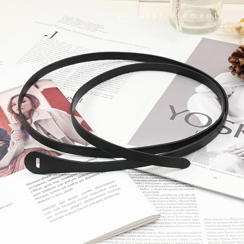 Women Thin Knotted PU Leather Belt Vintage Solid Color Long Skinny Waist Belts Female Lady Casual Coat Dress Decoration Straps