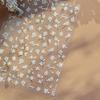 White Flower Gold Leaf Floral Petal Tulip Bloom Charming Retro Metal Soft Self Adhesive 5D Nail Art Sticker Manicure Decal DIY