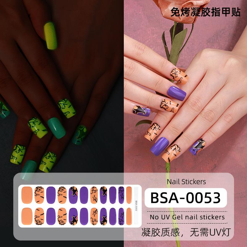 Halloween luminous nail sticker waterproof European and American cross-border no-bake gel nail sticker cartoon cute nail sticker BSA-0053
