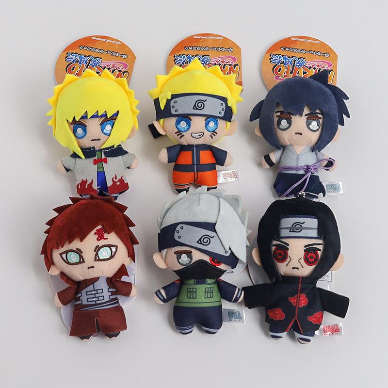 11cm Naruto Shippuden Anime Peripherals Plush Toy Keychain Naruto Cartoon Kakashi Gaara Cotton Toy Key Ring&Bag Hanger Ornament