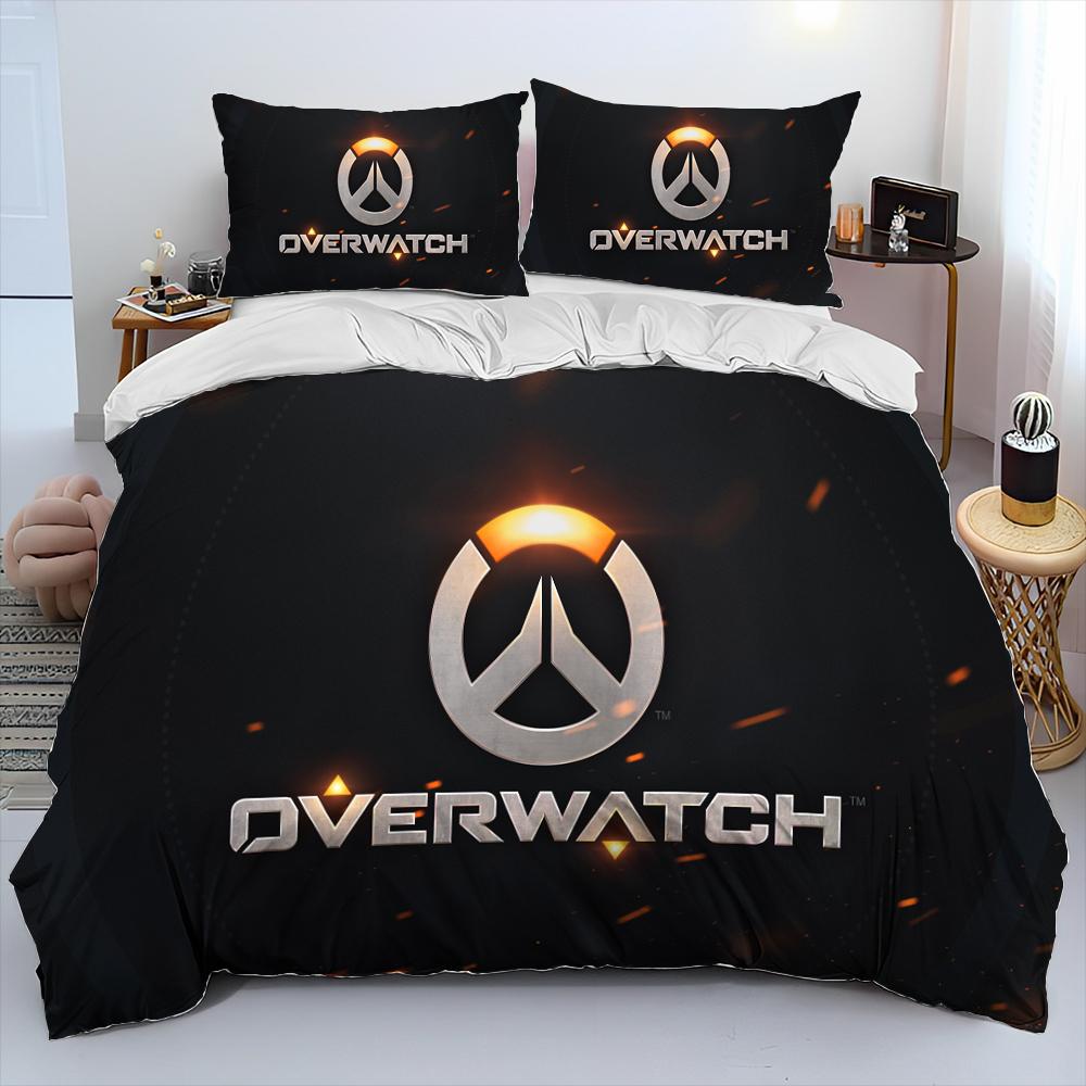 3D OW Overwatch Game Gamer DVA Comforter Bedding Set,Duvet Cover Bed Set Quilt Cover Pillowcase,King Queen Size Bedding Set Kids