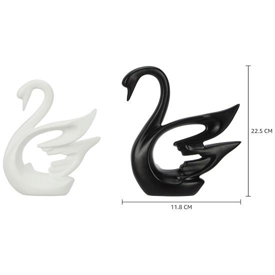Swan Pair Ceramic Art Figure | Beautiful Home Decor (Set of 2)
