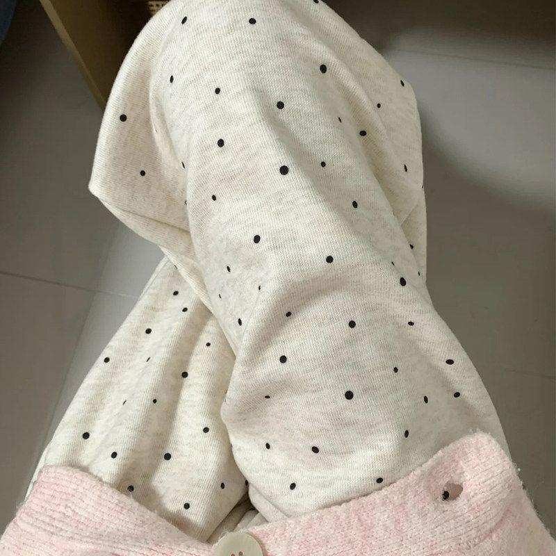 

Idle Style Polka Dot Glutinous Rice Pants for Women Early Autumn New Arrival Fat Sister mm Loose Slim Looking Drooping Straight Wide-Leg Casual Pants Off-White-Regular XL
