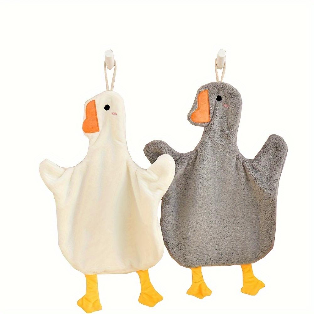 1pc Cartoon Duck Hand Towel Quick-Drying, Absorbent, Hanging Kitchen & Bathroom Towel, Soft Plush