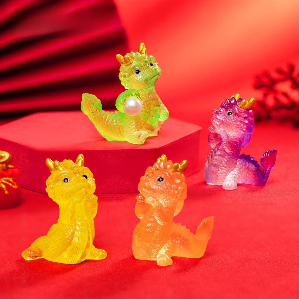 Cute Semi-transparent Lucky Dragon Resin Figurine Desk Ornament Blind Box Accessory
