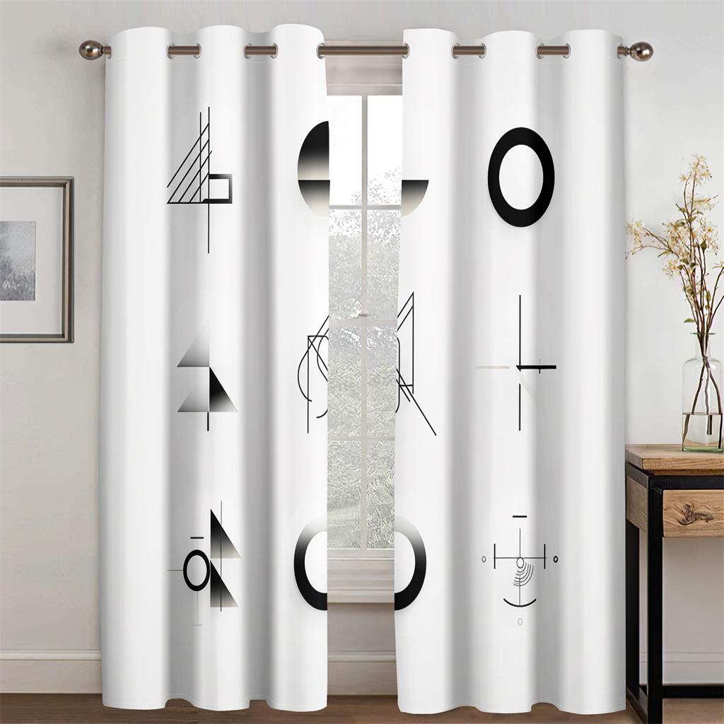 

Чорно-білі прості модні лінії Геометричний візерунок Штори Декор спальні Офісна зона Вітальня Дитяча кімната 2 панелі 120W270H(CM)X2PCS&Hook
