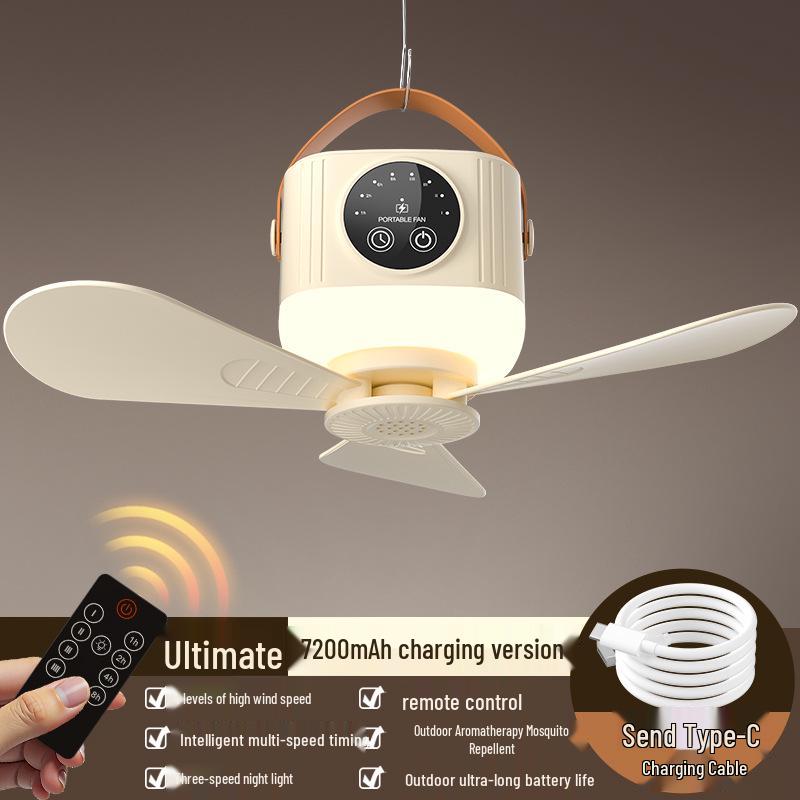 Rechargeable Remote-Control Small Ceiling & USB Fan for Dorms & Camping