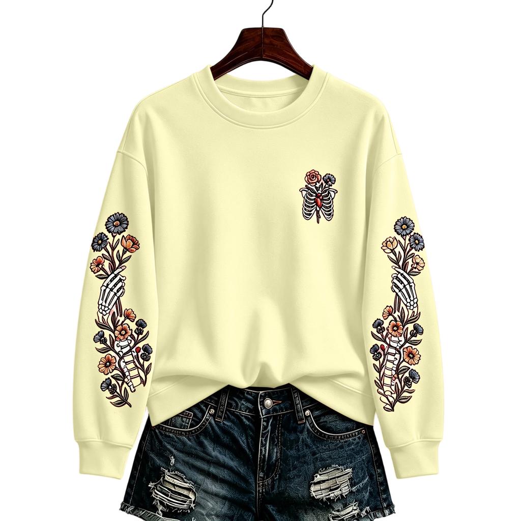 Women's Fashion Casual Halloween Print Pullover Sweatshirt Long Sleeve Neck Top