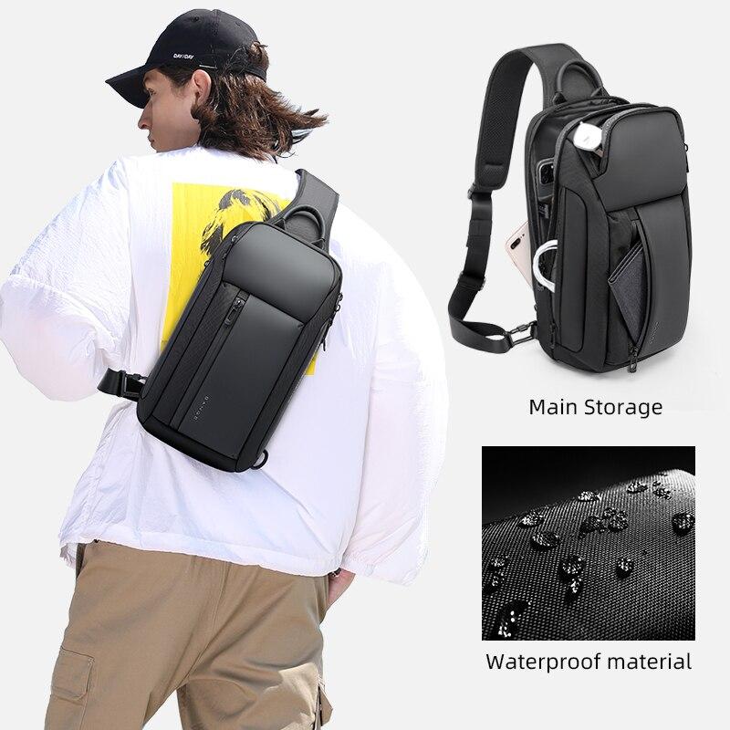 BANGE New Men Fashion Crossbody Bag Multifunction Chest Bag Large Capacity Outdoor Travel Bag