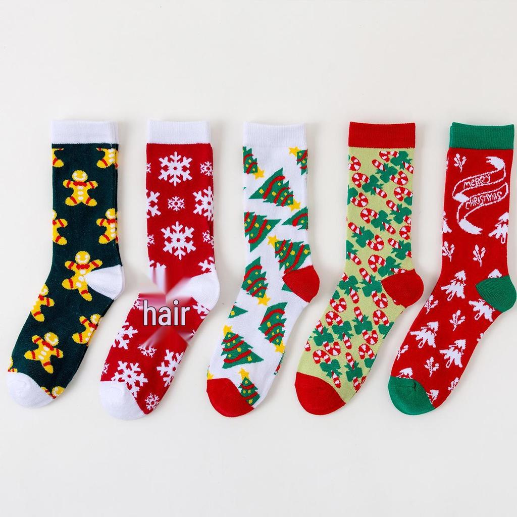 2025 Autumn/Winter Christmas Cotton Socks with Santa Claus and Snowman Cartoon Design