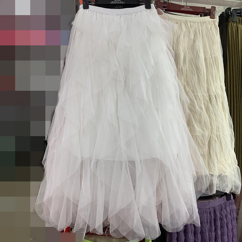 Irregular Mesh Women's Skirt Autumn/Winter 2025: Multi-Layer Cake Puffy Long Skirt, Super Fairy Temperament Dress