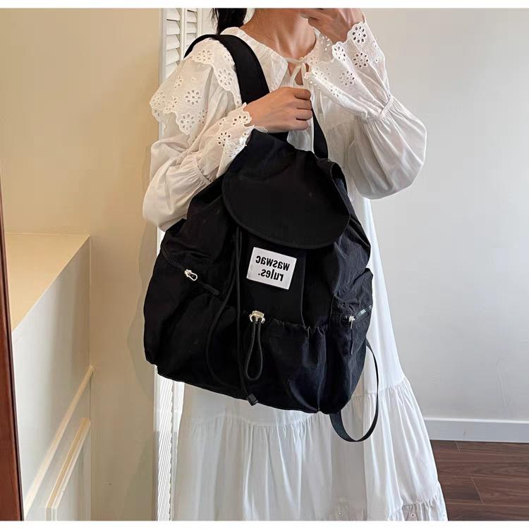 Рюкзак Женский Большая вместимость Повседневный Универсальный Студенческий Школьный Альпинистский Легкий для Путешествий 32x16x42 чёрный