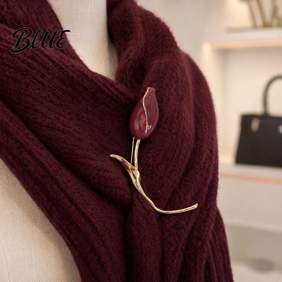 Flower Accessory Brooch Pin for Women Tulip with Safety Wedding