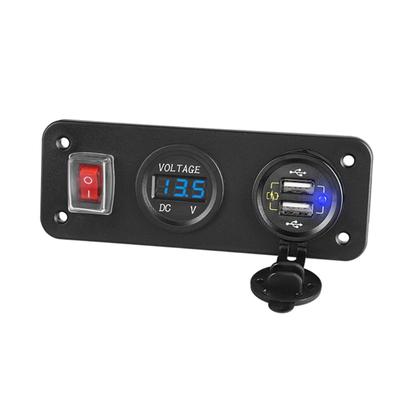 12V 24V Dual QC3.0 USB Auto Schnellladegerät Steckdosenleiste LED Voltmeter EIN/Aus-Schalter