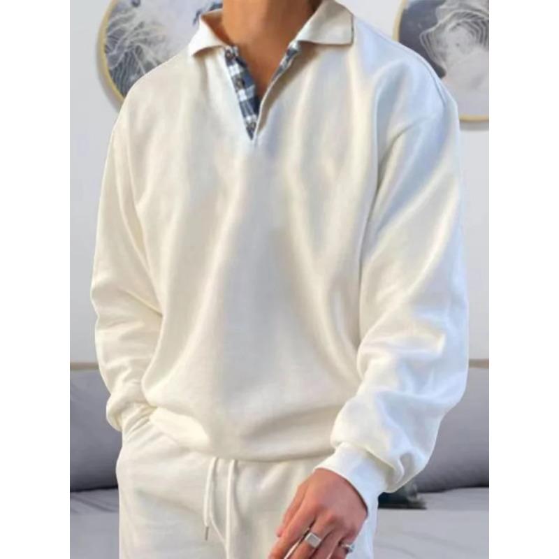 

Мужские однотонные простые толстовки, модные, с отворотами, пуловер с капюшоном, повседневный, в английском стиле, с пуговицами, с длинным рукавом M белый
