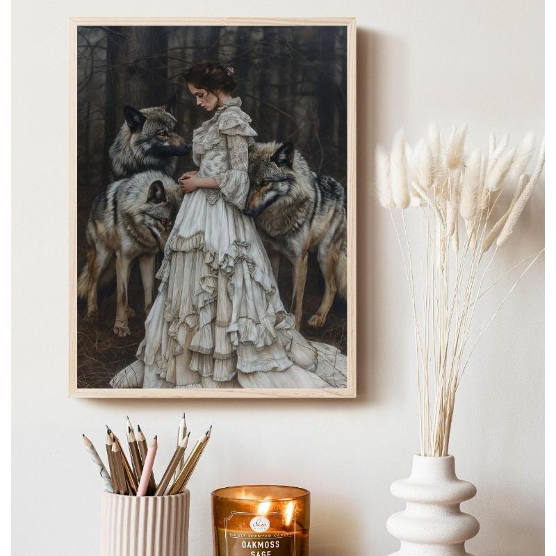 Victorian Style Witch Moon Goddess Dark Academy Retro Posters Prints Canvas Painting Wall ArPicture Living Room Home Decor