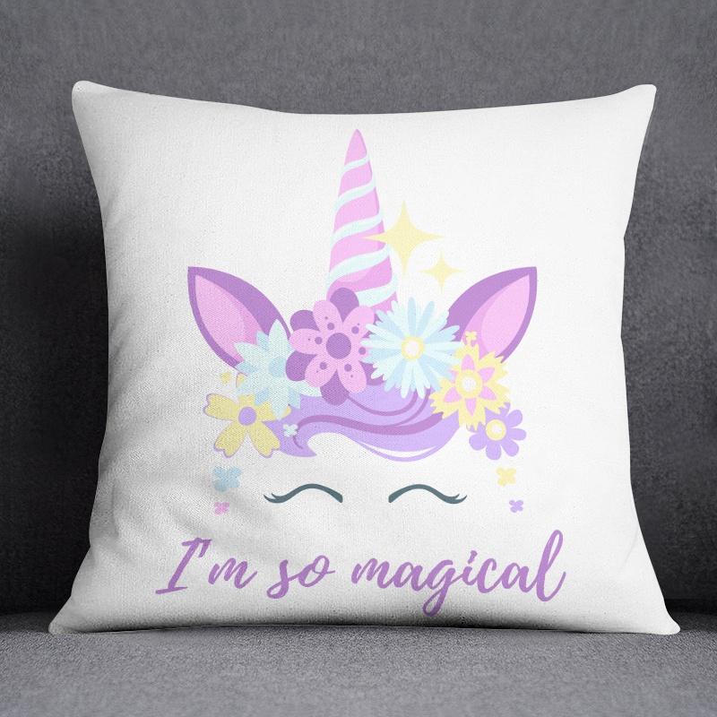 Cartoon Pink Unicorn Collection Pillow Gift Home Office Decor Pillow Bedroom Sofa Car Cushion Cover Pillowcase