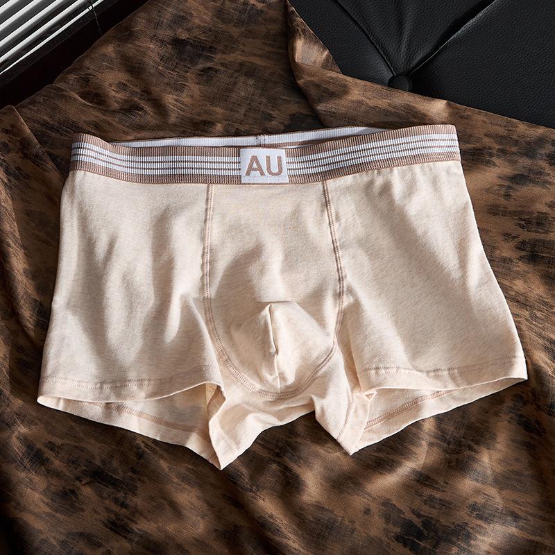Plus Size Men s Spring and Summer Pure Cotton 10A Antibacterial Breathable Briefs L абрикосовый