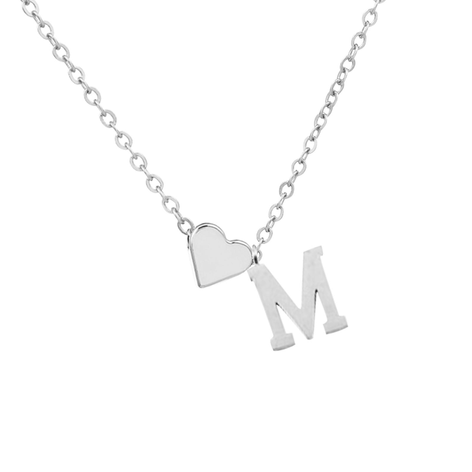 

Ожерелье с инициалами в форме сердца, ожерелье с буквами в форме сердца, персонализированное ожерелье с монограммой, 1 шт. One Size