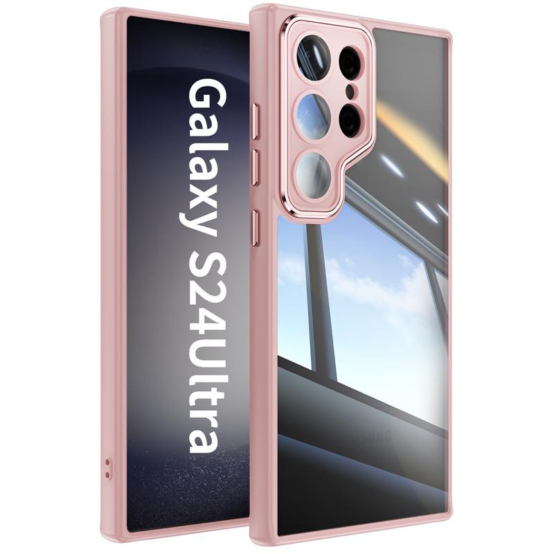 For Samsung Galaxy S24 S23 FE Plus Ultra Metal Armor Back Transparent Tempering Shell Full Cover With Lens Film Super Anti-drop Case Protector