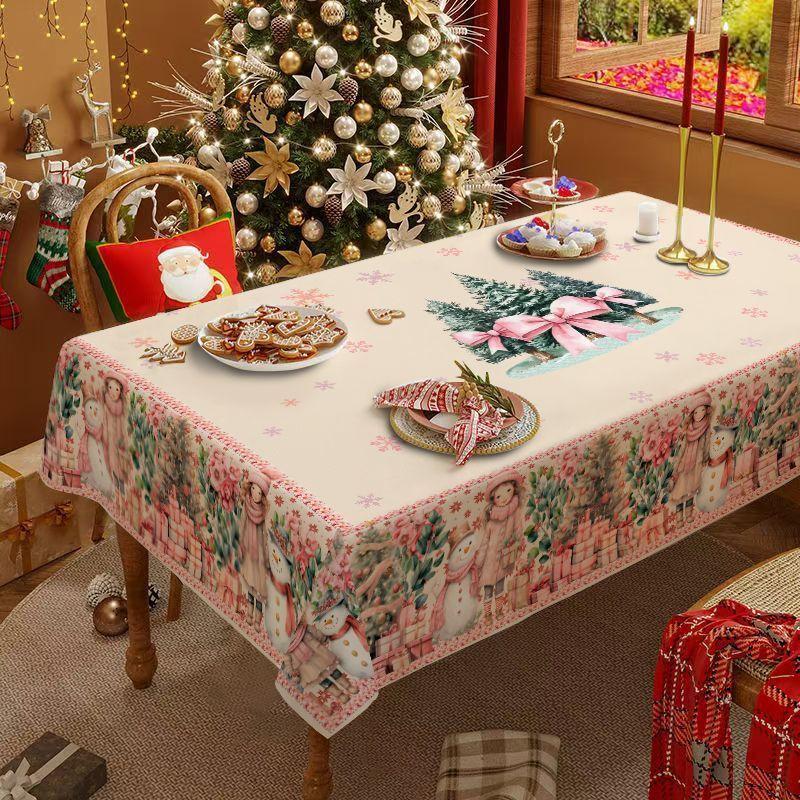 Weihnachtstischdecke, Neujahrs-Rundtischdecke, stimmungsvolle Dekoration, Kaffeetischdecke, Frühlingsfest-Tischdeckenbezug