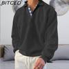 BITCED Autumn Long-Sleeved V-Neck Men's Collared Oversized Hoodie