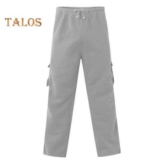 Herr Vår Höst Byxor med Flera Fickor Dragsko Elastisk Midja Vida Ben Plus Size Mjukisbyxor Stretchiga Byxor Enfärgade Lösa Street Style Sport