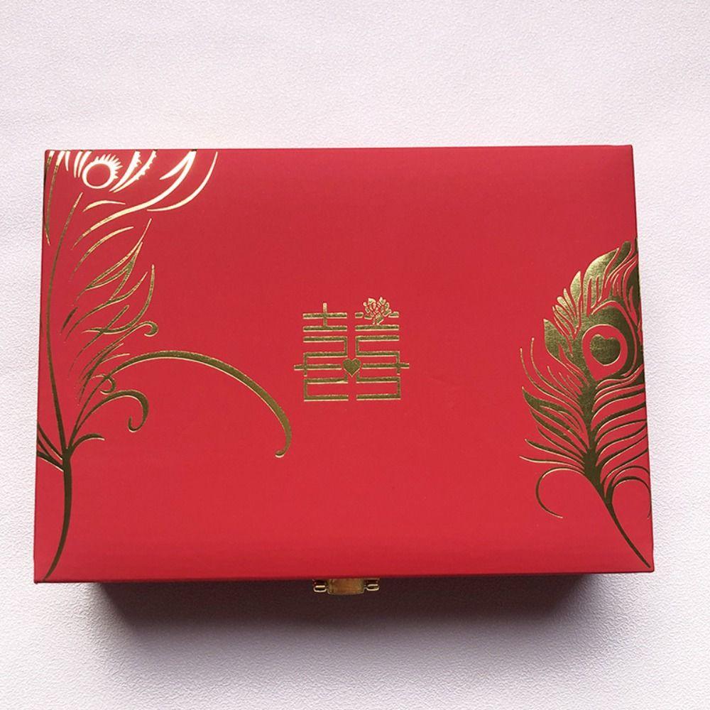 Velvet Golden Jewelry Set Storage Box Red Bracelet Necklace Gift Case  Women/Girl