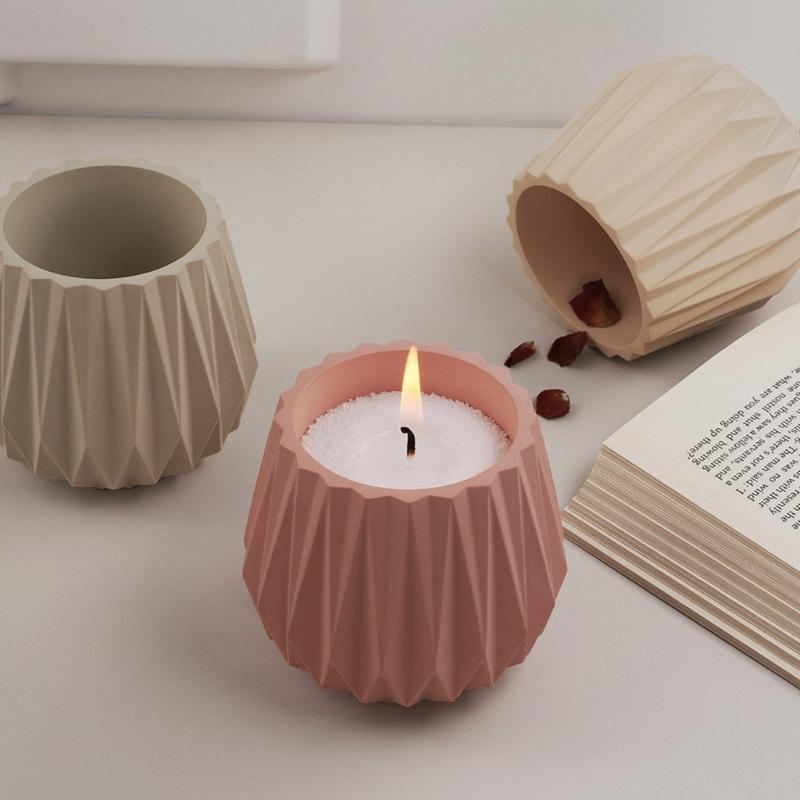 Artistic Silicone Planter Creating Mold DIY Concrete Faceted Pots Candle Holder Mold for Home Decors Enthusiasts