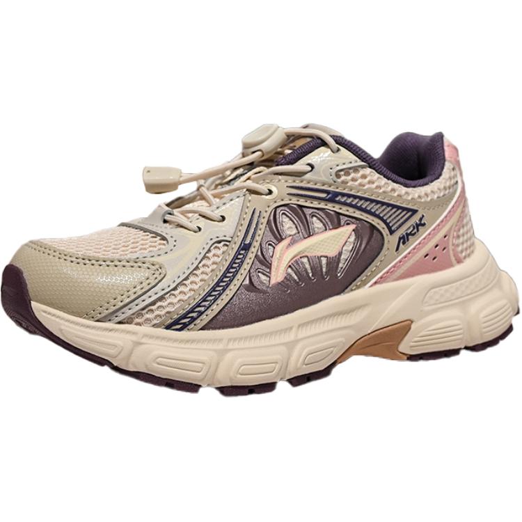 Li Ning Kids Sports Lifestyle Series Comfortable Versatile Wear-Resistant Non-Slip Low-Top Casual Shoes Kids Casual Shoes Gray Pink White YKNV046-4