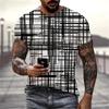 Hot Sale Black White Stripes 3D Graphic T Shirts Men Summer Y2k Tshirt Clothing Mens Fashion Harajuku Breathable O Neck Top Tees