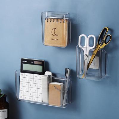 Wall-Mounted Adhesive Storage Shelf for Phones and Remotes