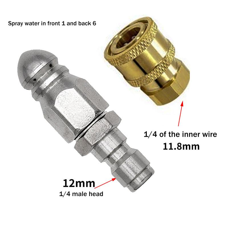 (YY)1Pc Sewer Jetter Nozzle Mini with 1/4'' Quick Connect Drain Cleaning Nozzle Tips Kit for Drain Jetting Hose