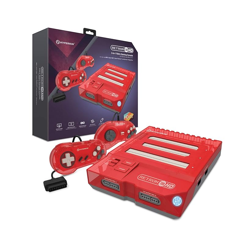 Hyperkin N 3 HD 3-in-1 Gaming Console for NES, Super Famicom, and Genesis/Mega Drive (Jasper Red) - Super NES