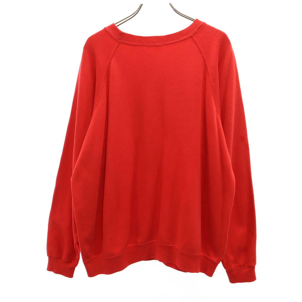 80s 90s Old Long sleeve sweat Red Sweatshirt with fleece lining Men's Used