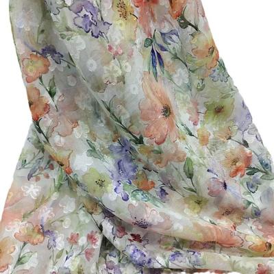 100cm*150cm Flores Gasa Jacquard Estampada con Relieve Tejido de Gasa Rosa para Vestido Bufanda Cheongsam