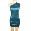Sexy Diagonal Collar Imitation Leather Slim Bodycon Dress Women Sleeveless Non Leather Skinny Dress Elegant Club Party Vestidos