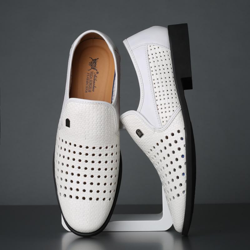 1198 Manufacturers Summer Men's Leather Hole Leather Shoes Comfortable Versatile Breathable British Business Casual Shoes
