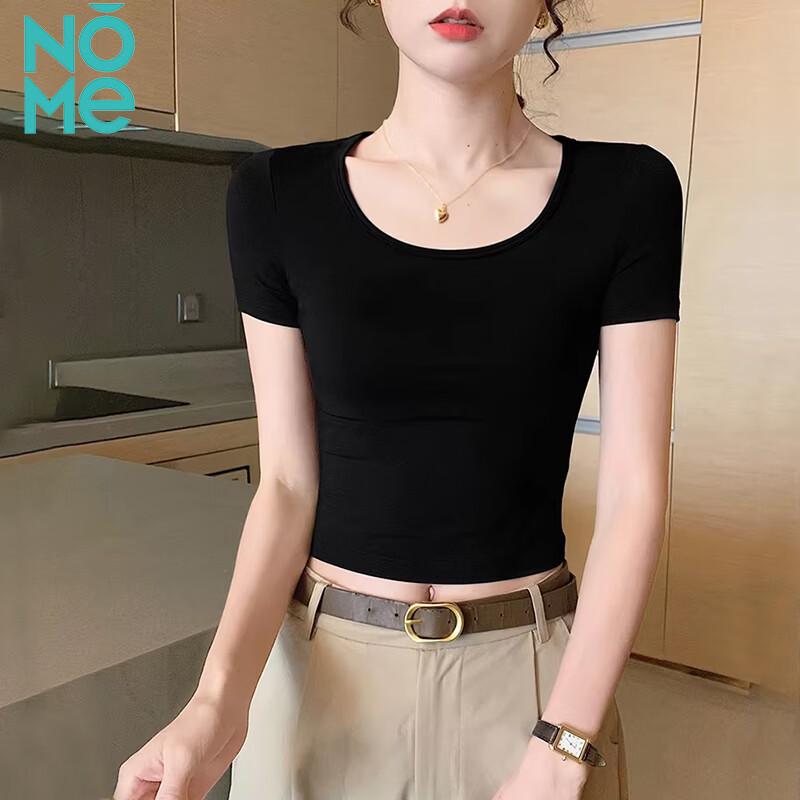 NOMe Women's Round Neck Short-Sleeve Crop Top