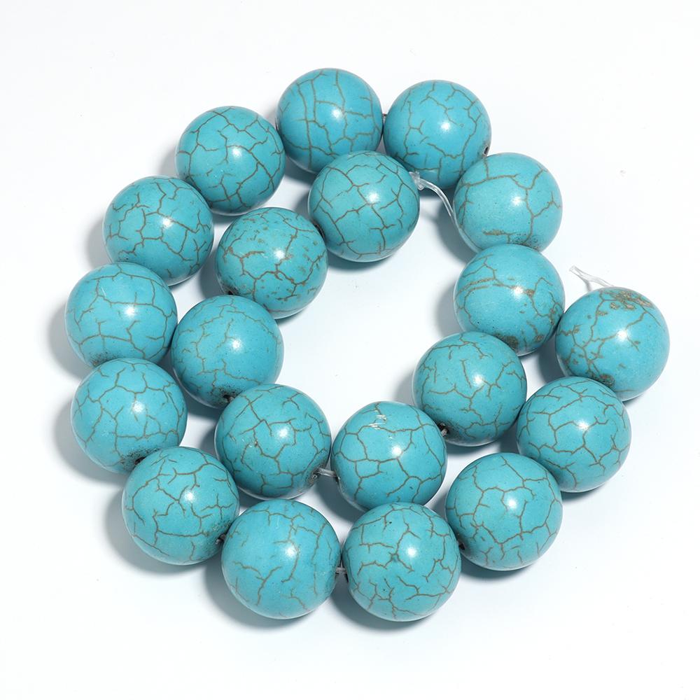 1 Strand 3-20mm Blue Turquoise Beads Natural Stone Round Beads Loose Spacer Smooth Bead For DIY Bracelet Necklace Accessories
