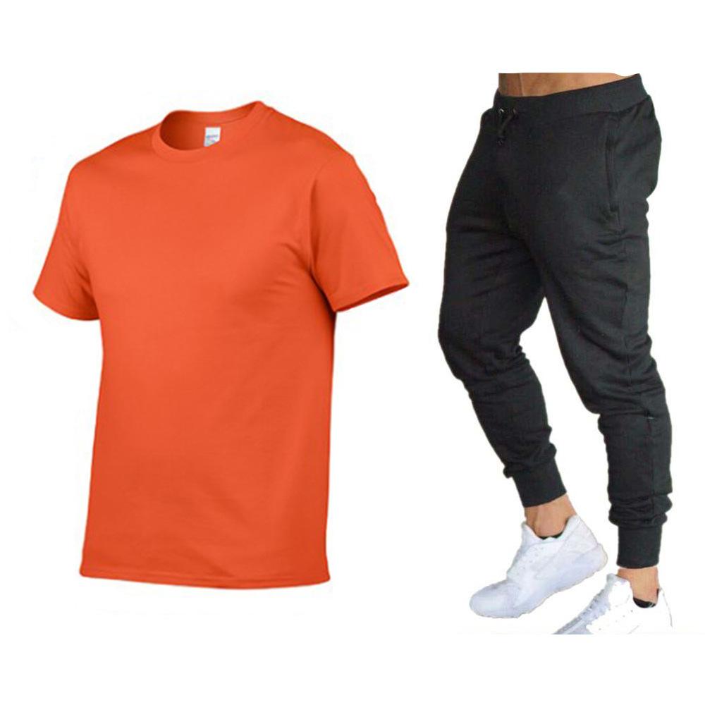 Men's Fashion Short Sleeved Long Pants Set Teenagers' Running Outdoor Sports Two-piece