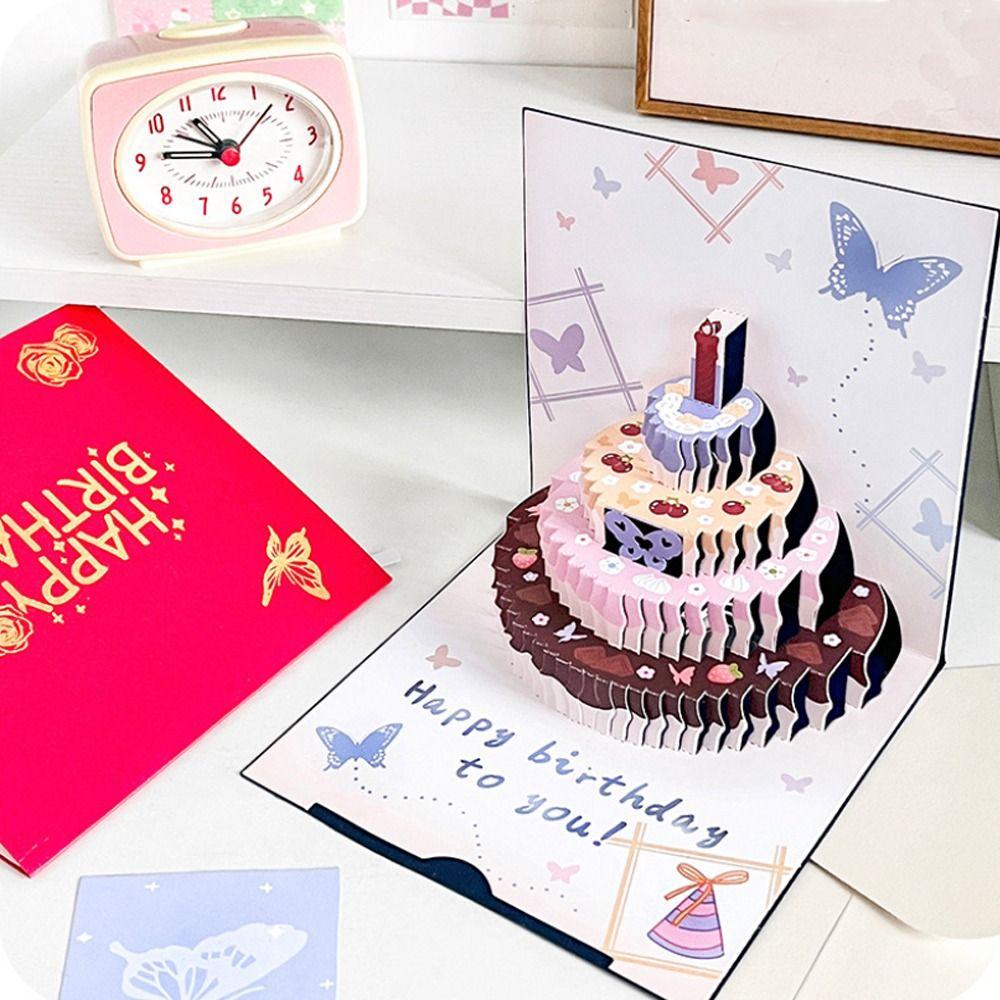 Butterfly Pop Up Birthday Card with Envelope Birthday Message Card Creative Gift Card  Table Decor