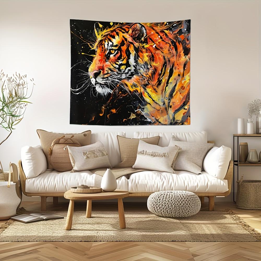 Graffiti Style Tiger Tapestry Abstract Watercolor Tiger Wall Hanging Modern Aesthetic Room Decor suitable offices bars party
