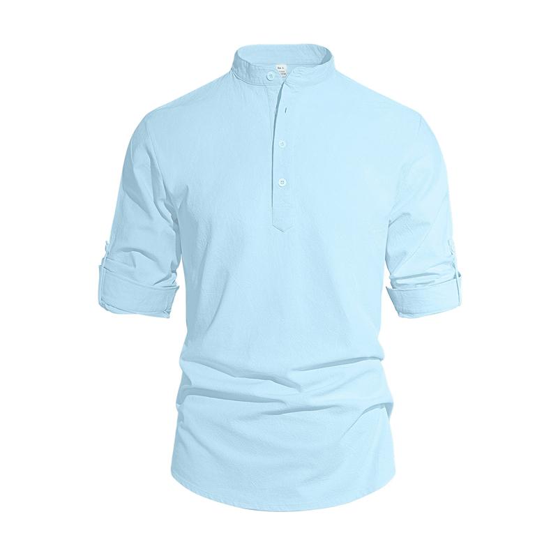 New Men's Casual Blouse Cotton Linen Shirt Loose Tops Long Sleeve Tee Shirt Spring Autumn Casual Handsome Men's Shirts