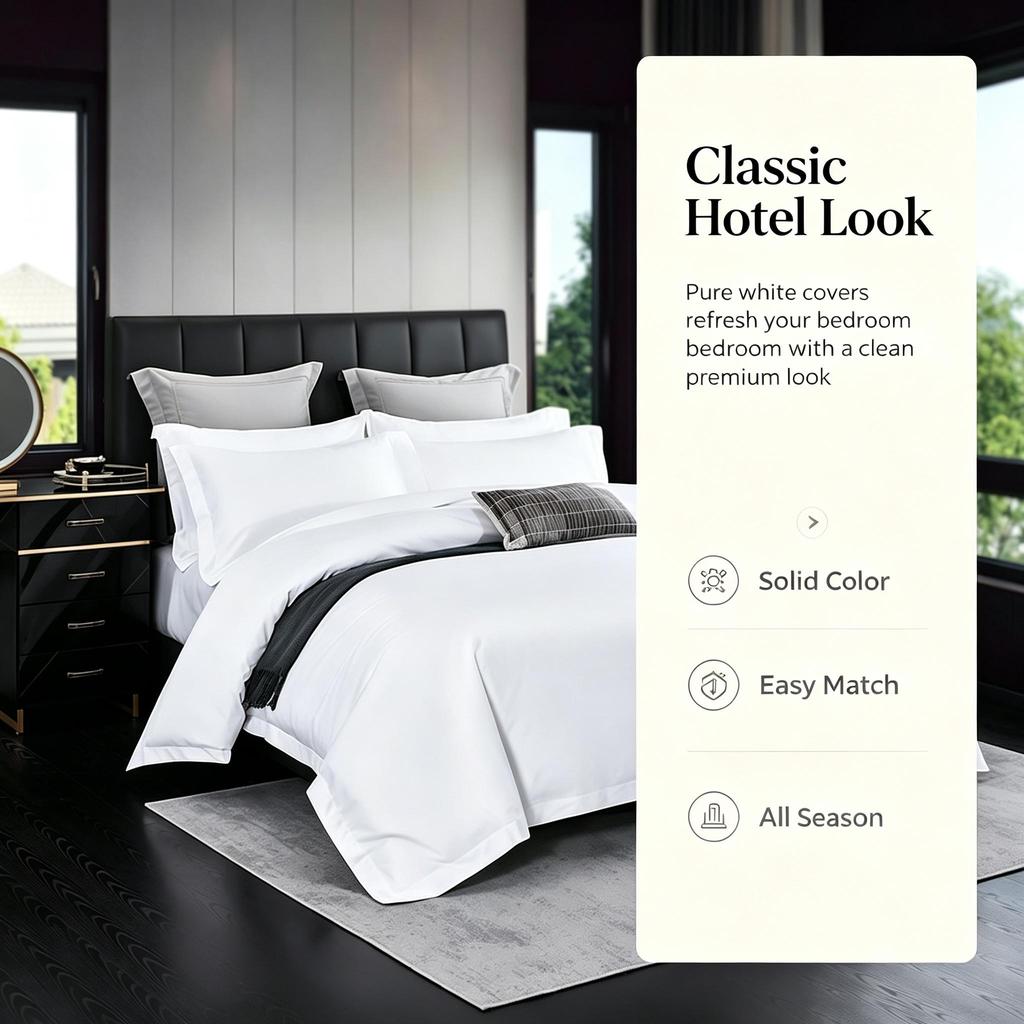 Luxuriöses 600TC Baumwollsatin Bettwäsche-Set 4-teilig Hotelqualität Weiß Bettbezug Laken Kissenbezüge für Schlafzimmer Queen