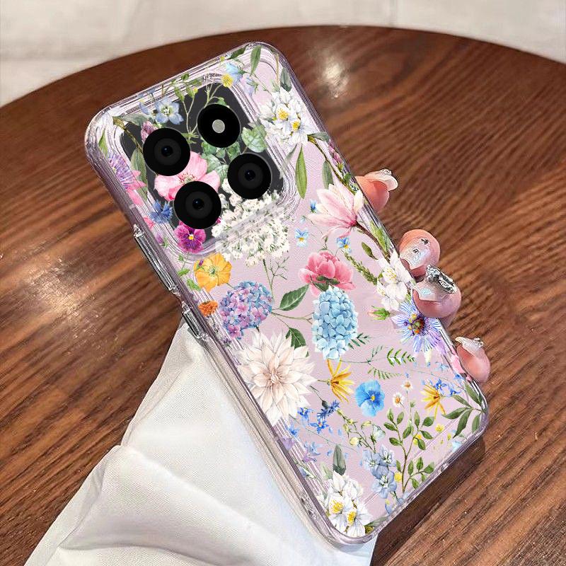 Girl Flowers Pattern Case For Xiaomi Redmi Note 15 Pro 4G Funda Redmi Note 14 13 Pro 5G Clear TPU Silicone Soft Cover