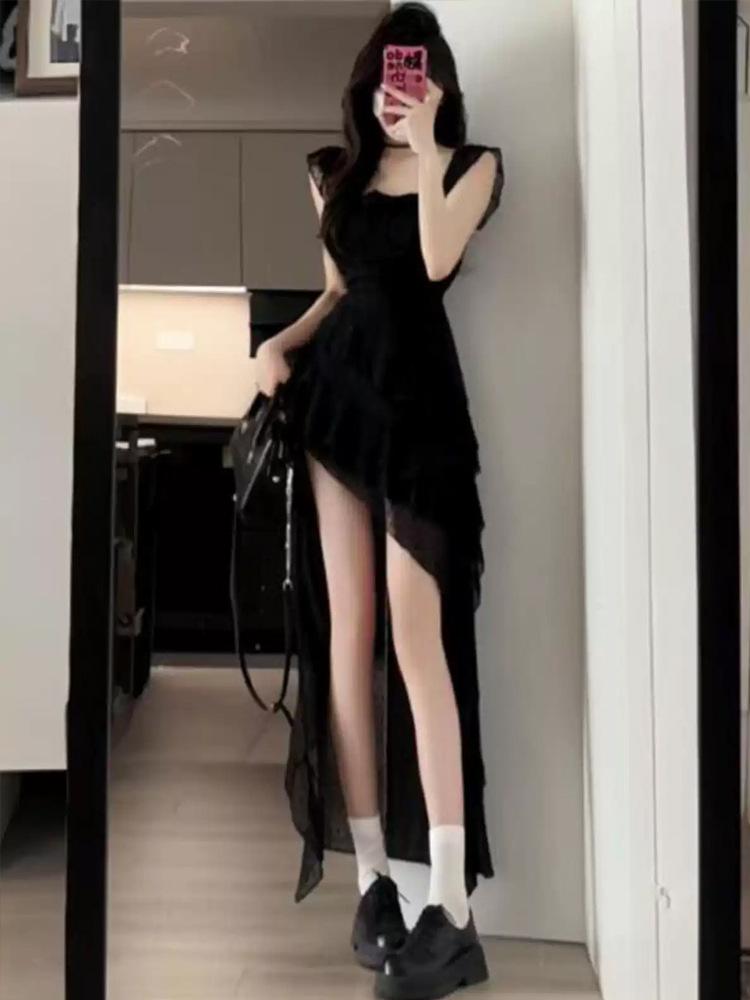 Pure Desire Style Spice Girl Wears French Temperament Trailing Suspender Dress Design Sense Niche Seaside Vacation Style Long Dress