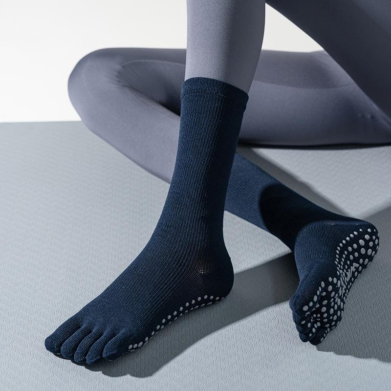 Five-Toe Non-Slip High-Top Cotton Yoga Socks for Summer Pilates & Exercise