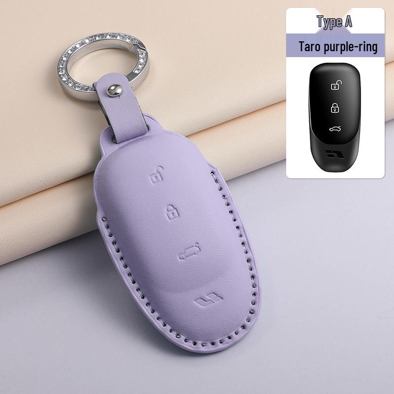 Dreifarbige PU-Leder-Autoschlüsselhülle für Ideal L6-L9